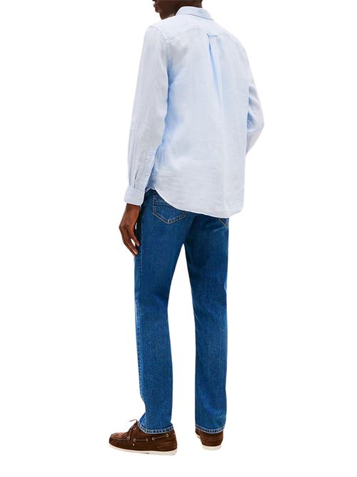 Camicia uomo celeste in lino Tommy Hilfiger | MW0MW34602C1O